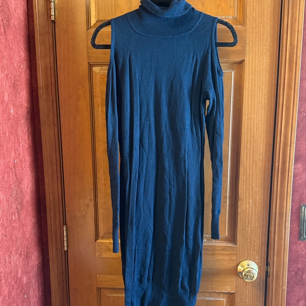 Elegant Navy Turtleneck Dress